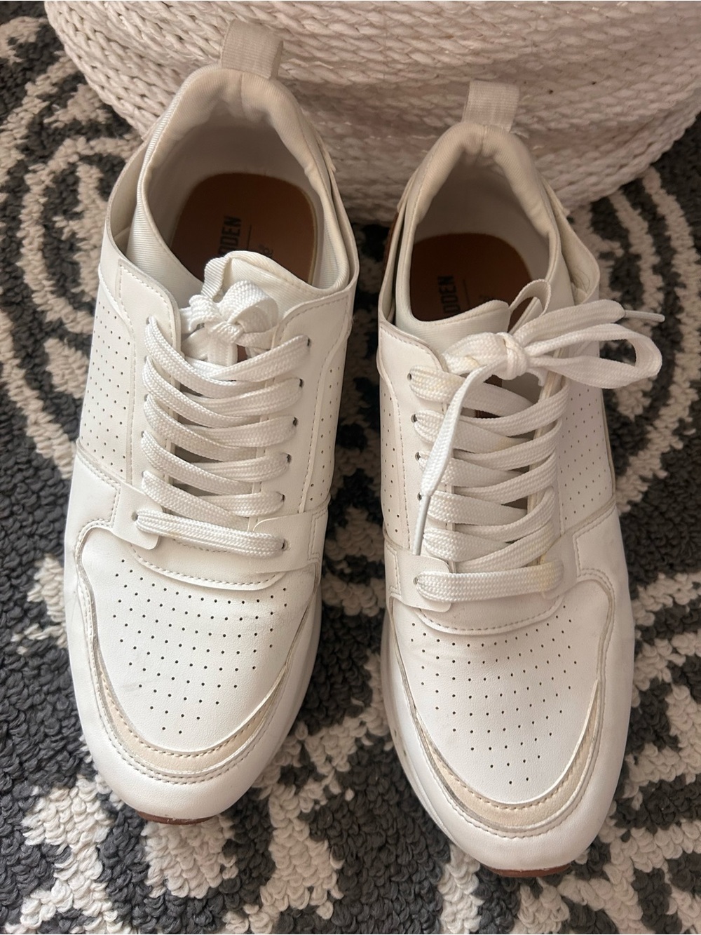 Steve Madden White Men's Perforated Lace-Up Sneakers